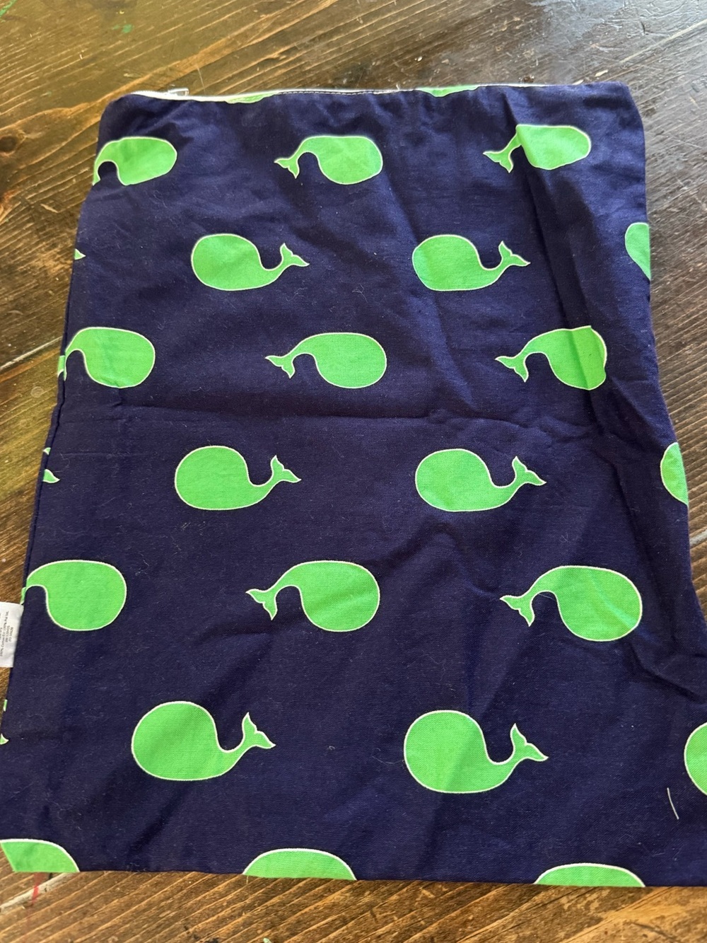 ITSY RITZY Navy Blue “wet bag” with Green cartoonish whales. Zipper closure🐳NWOT